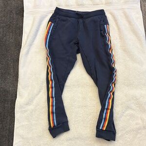Tea Collection Navy Joggers with Colorful Stripes